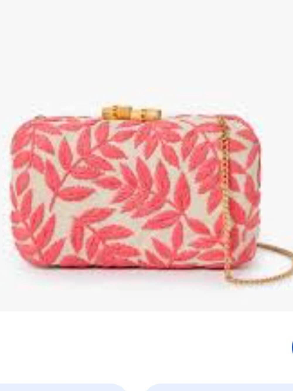J.McLaughlin Lily Clutch bamboo clasp and gold chain. NWOT